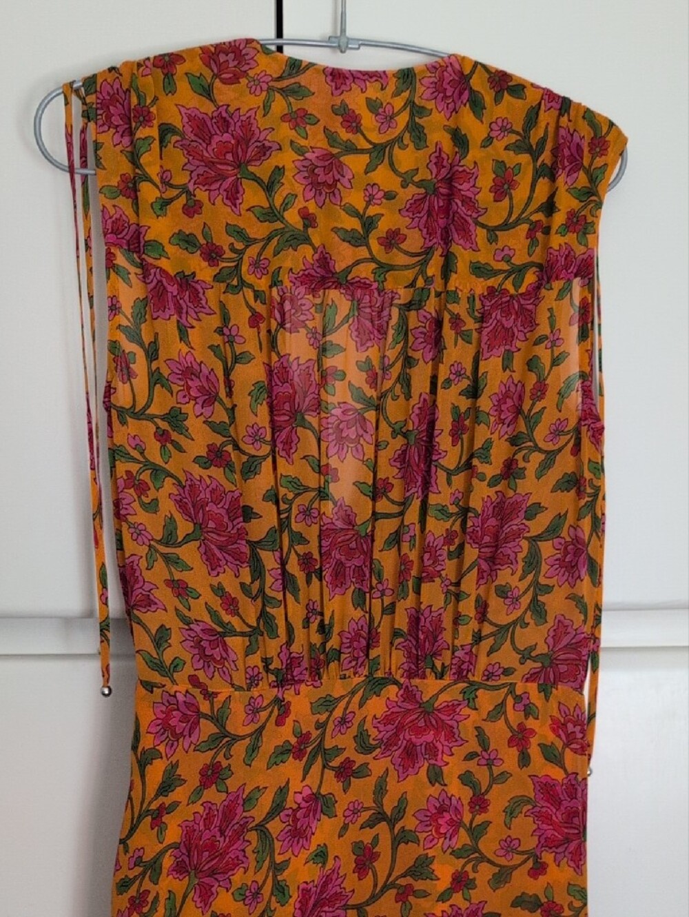 Veronica Beard Dovima Dress In Hot Orange Multi - Silk - Picture 6 of 9